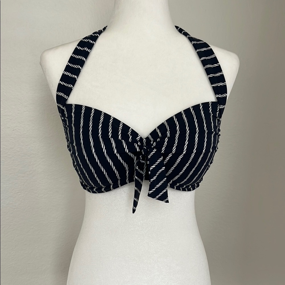 Seafolly Blue and White Bustier Tie Front Bikini